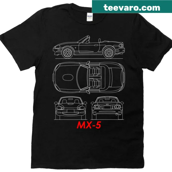 Minimalist Mx-5 blueprint graphic T-shirt