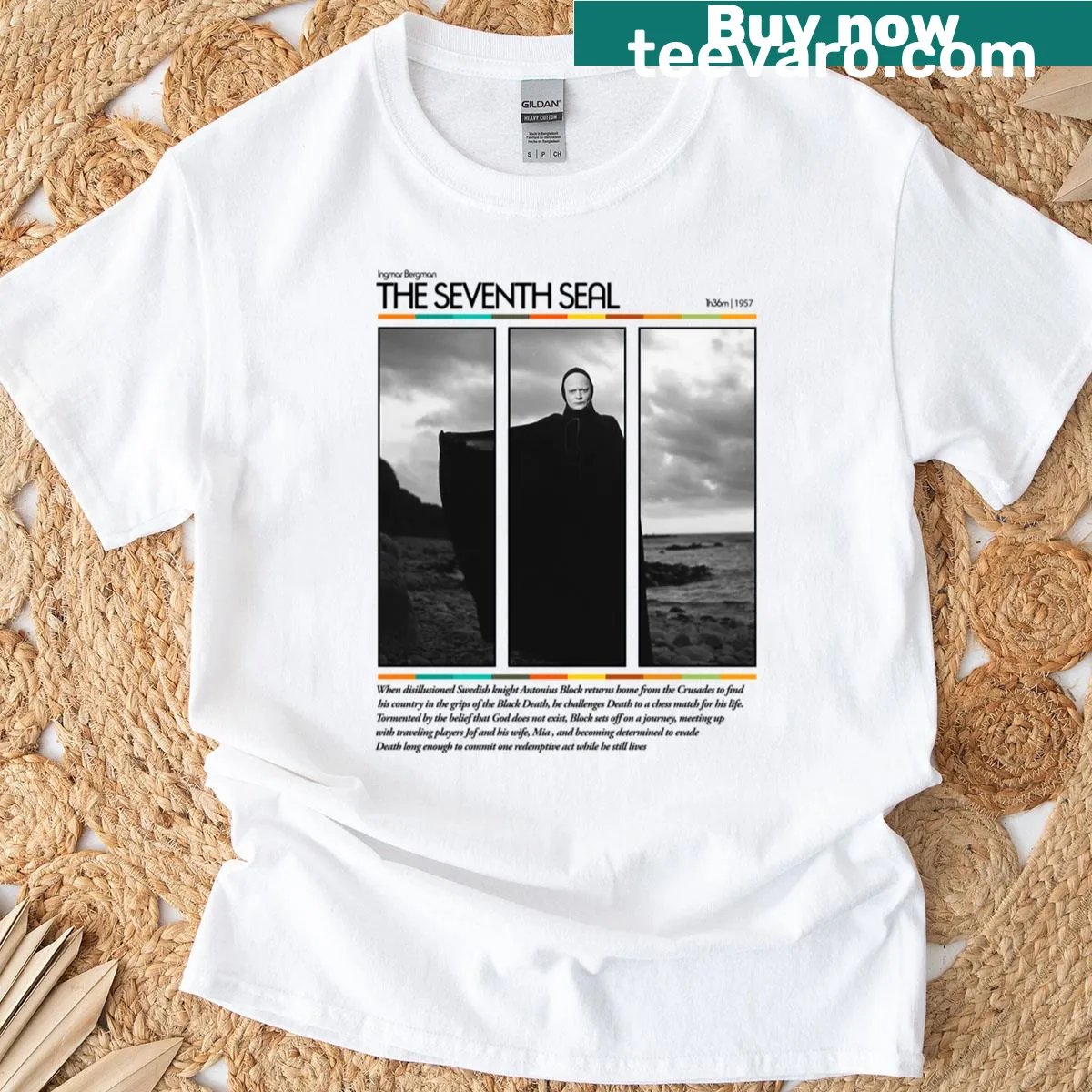 Minimalist T-shirt with abstract typography design — on a men's t-shirt