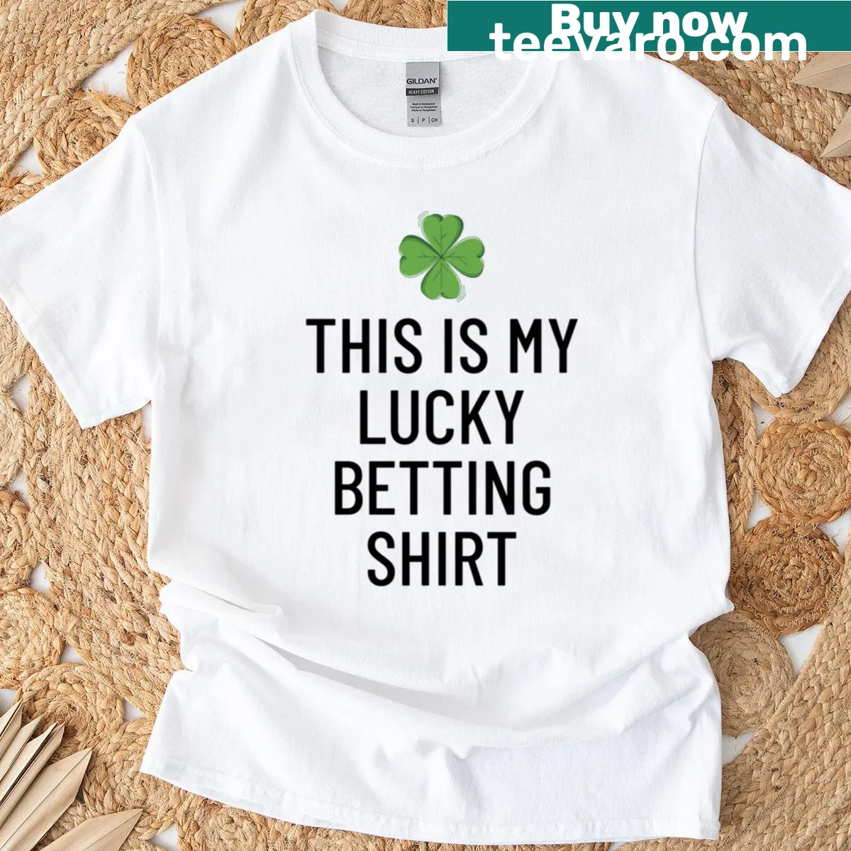 Text T-shirt with 'This Is My New Lucky Betting' slogan — on a men's t-shirt