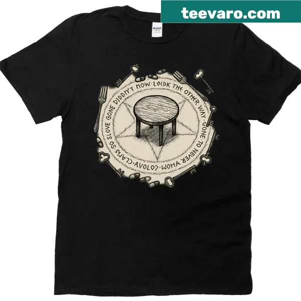 Spooky T-shirt featuring illustration of a toxic table ritual.