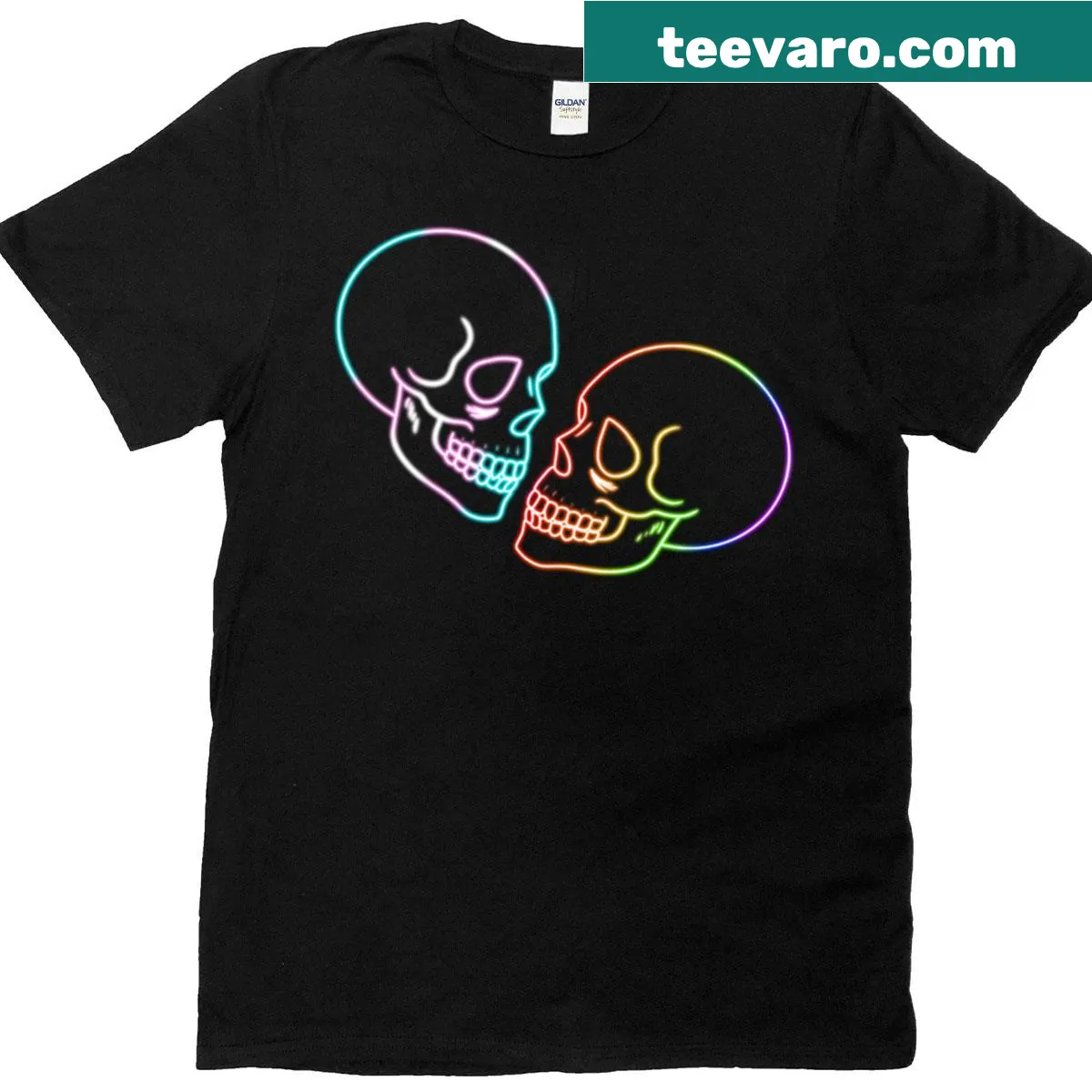 Skull graphic T-shirt celebrating trans and gay pride — on a men's t-shirt