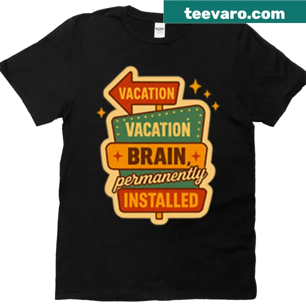 Vintage distressed T-shirt with 'Vacation Brain' text