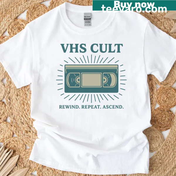 Vintage graphic inspired by VHS tapes on a T-shirt.
