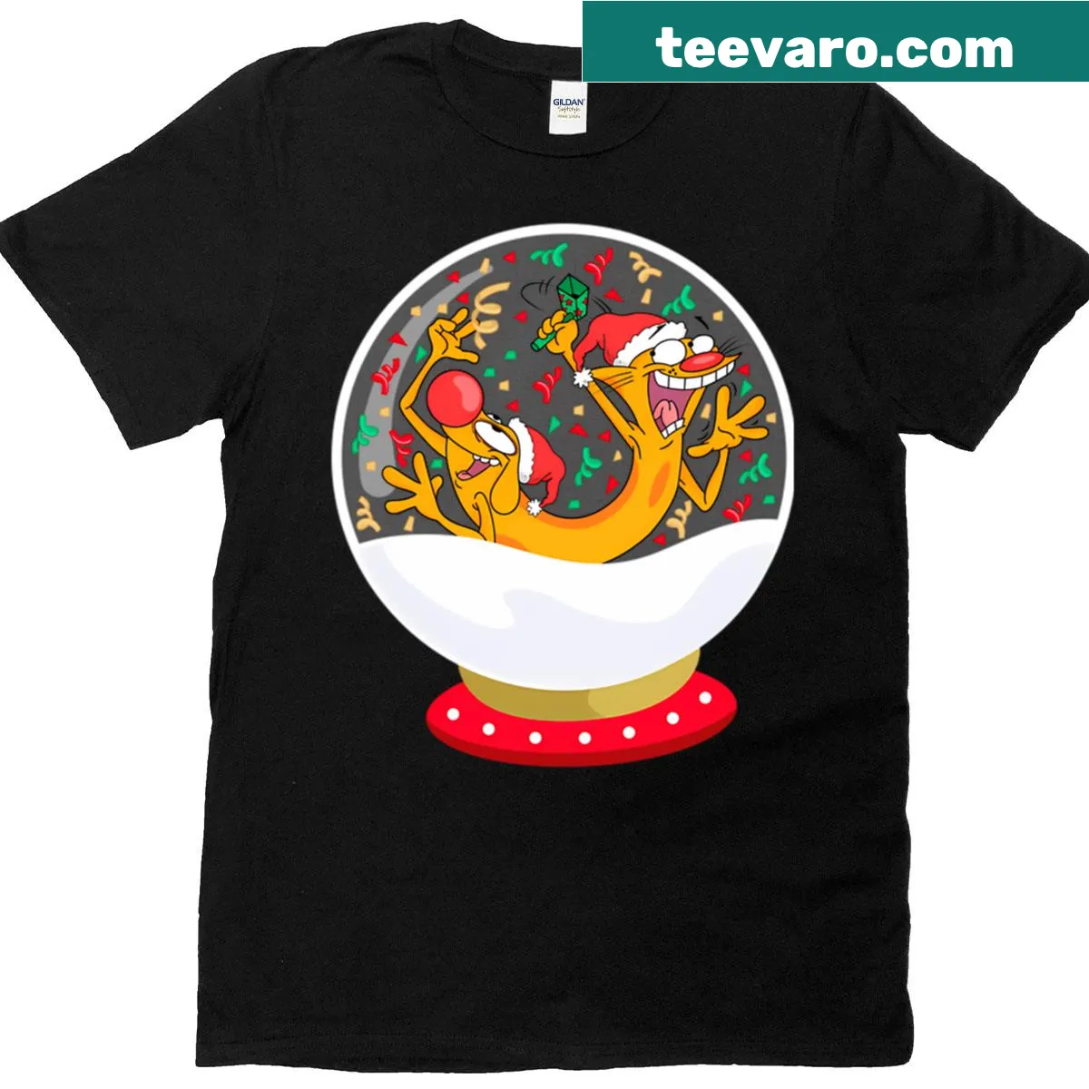 Vintage cartoon T-shirt depicting funny cats and dogs for pet lovers — on a men's t-shirt