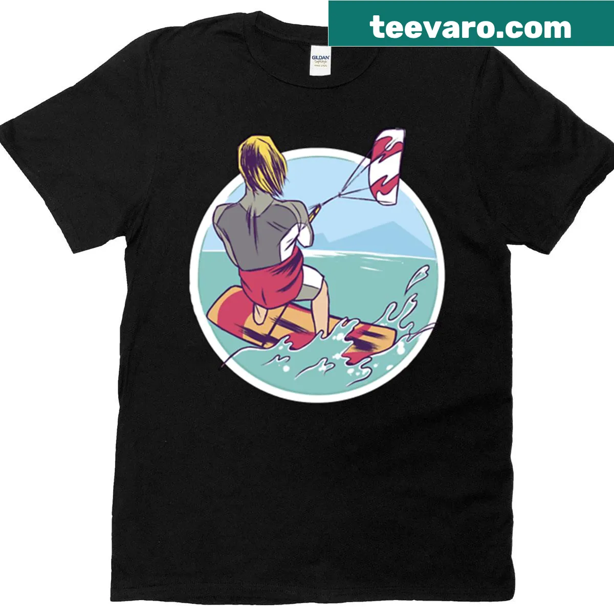 Playful water sports graphic on a t-shirt — on a men's t-shirt