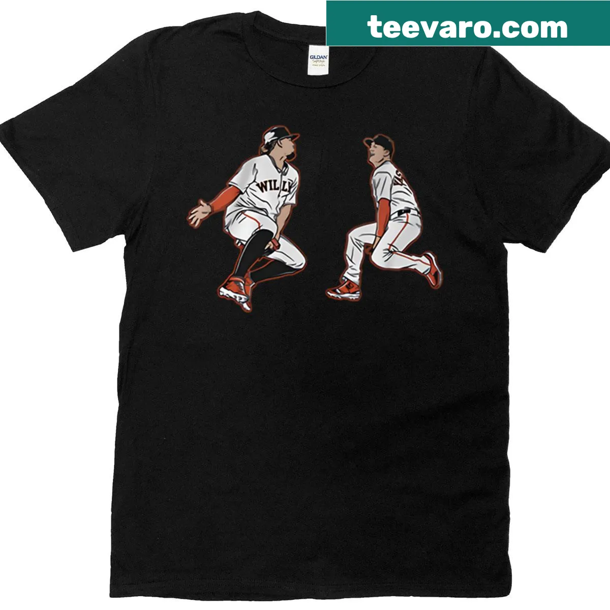 Sports T-shirt featuring Willy Adames and Mike Yastrzemski — on a men's t-shirt