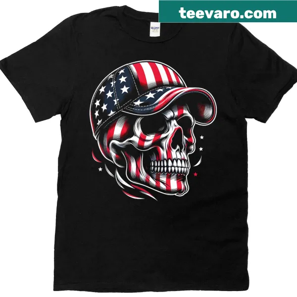 Edgy American flag skull T-shirt for 4th of July