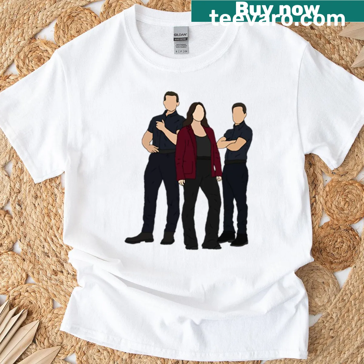 9-1-1 TV show character names graphic T-shirt — on a men's t-shirt