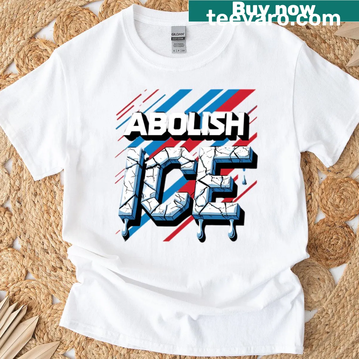Retro protest graphic advocating for abolishing ICE T-shirt — on a men's t-shirt