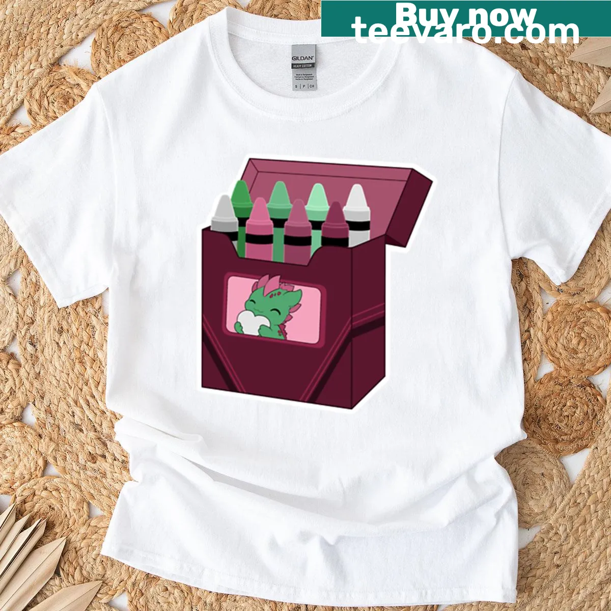 Colorful crayon box graphic on T-shirt celebrating identity — on a men's t-shirt