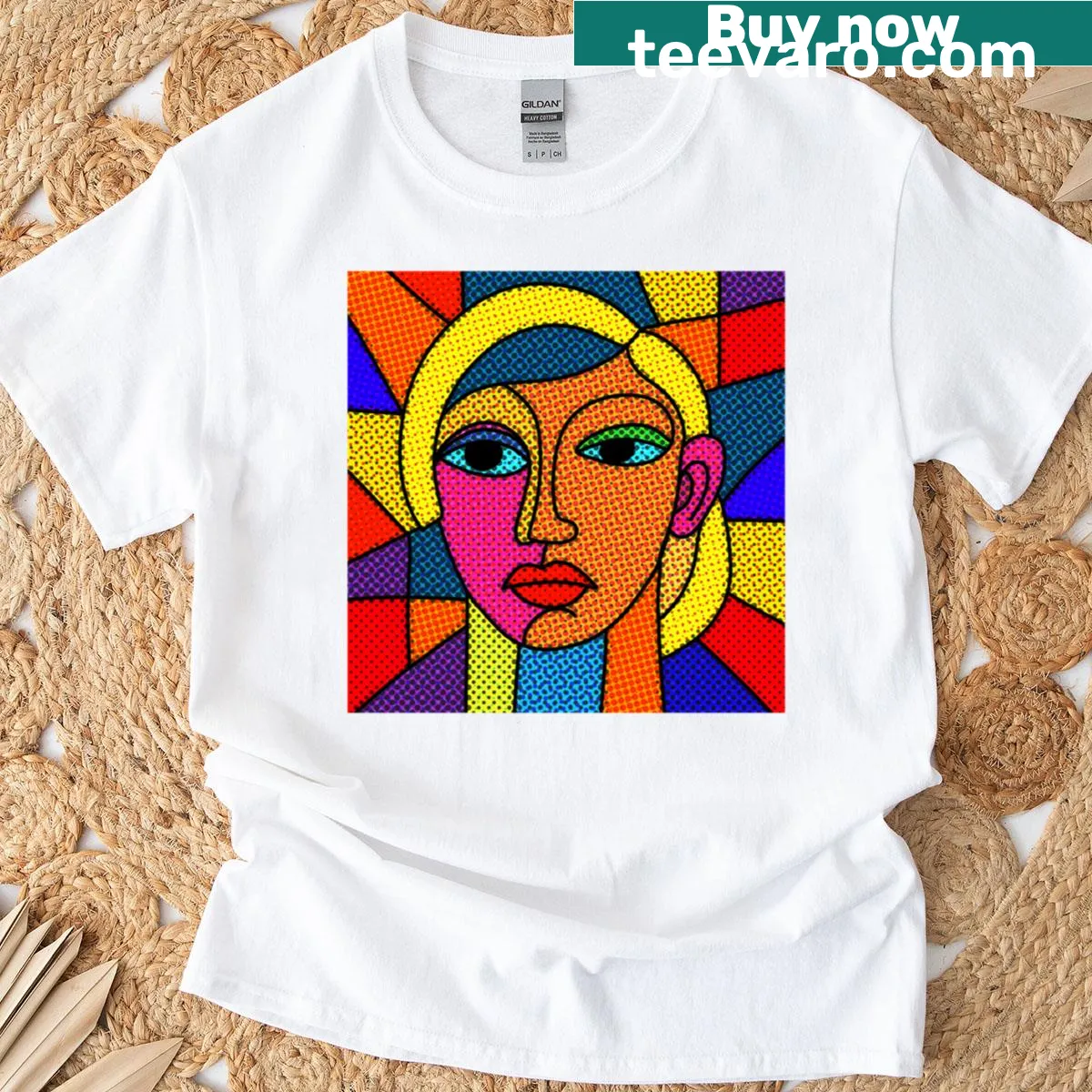 Abstract geometric portrait design T-shirt — on a men's t-shirt