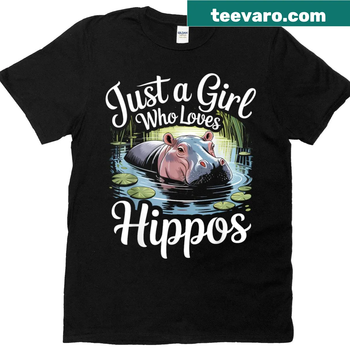 Cute T-shirt for women with a hippo graphic and love-themed text. — on a men's t-shirt