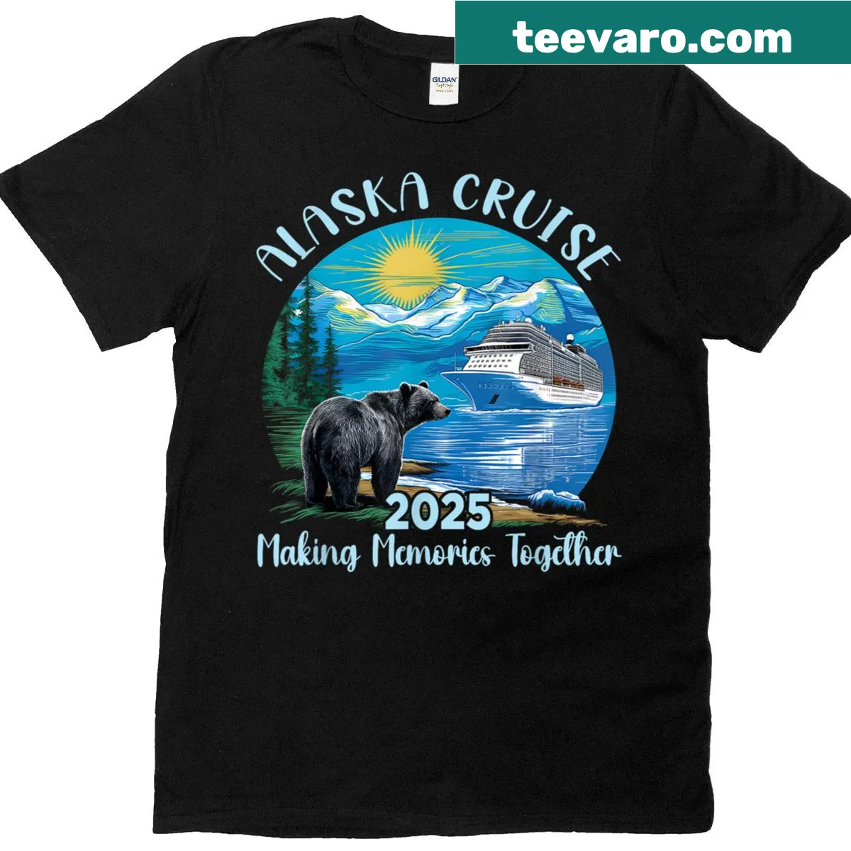 Matching t-shirt for Alaska Cruise 2025 with travel-themed design — on a men's t-shirt