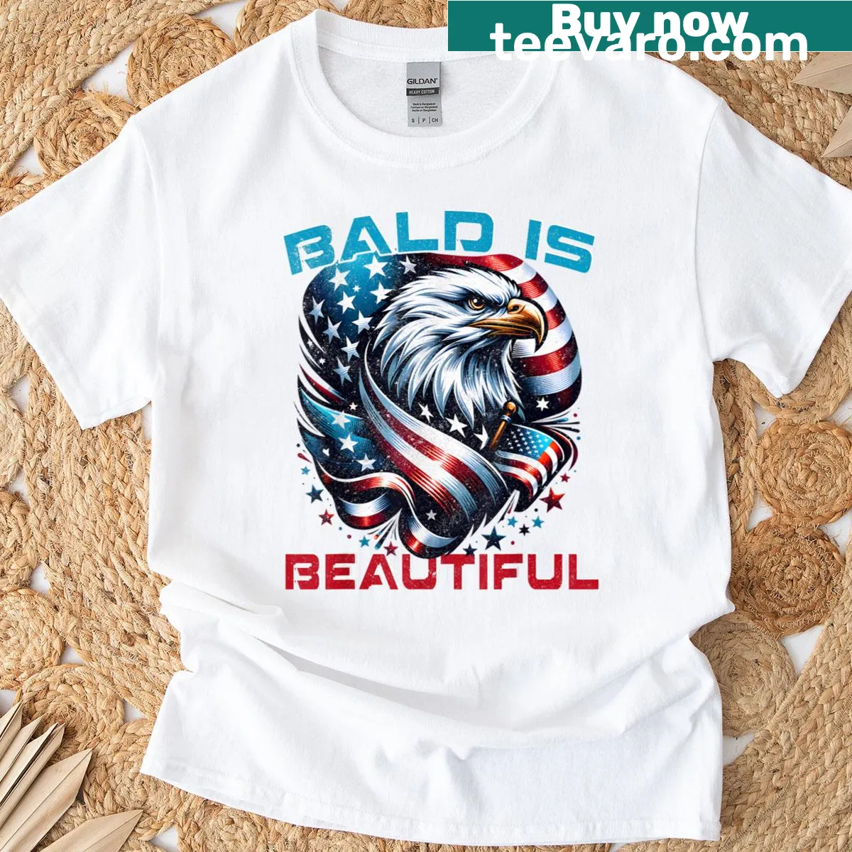 Patriotic bald eagle T-shirt for Independence Day — on a men's t-shirt