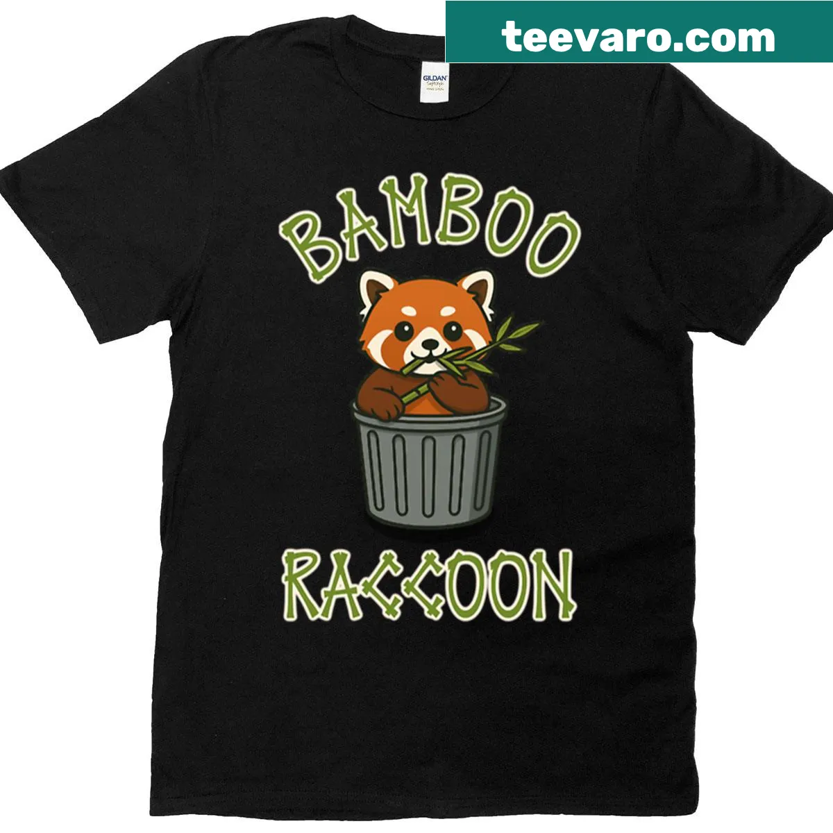 Sassy red panda art with bamboo on a playful T-shirt — on a men's t-shirt