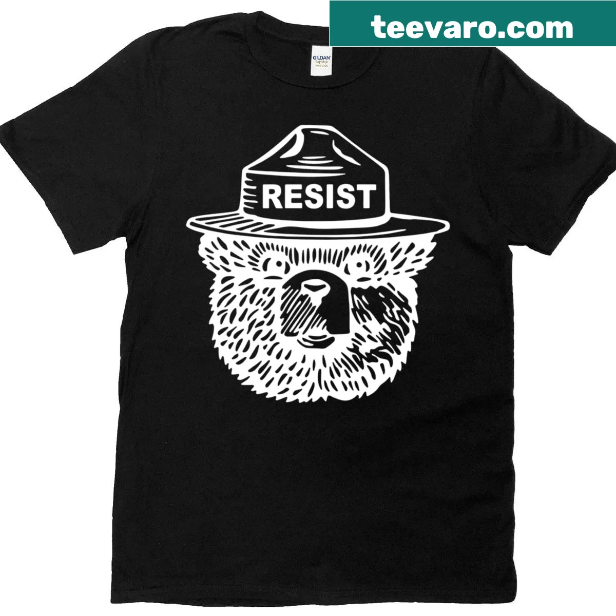 T-shirt featuring an impactful bear graphic promoting environmental awareness. — on a men's t-shirt