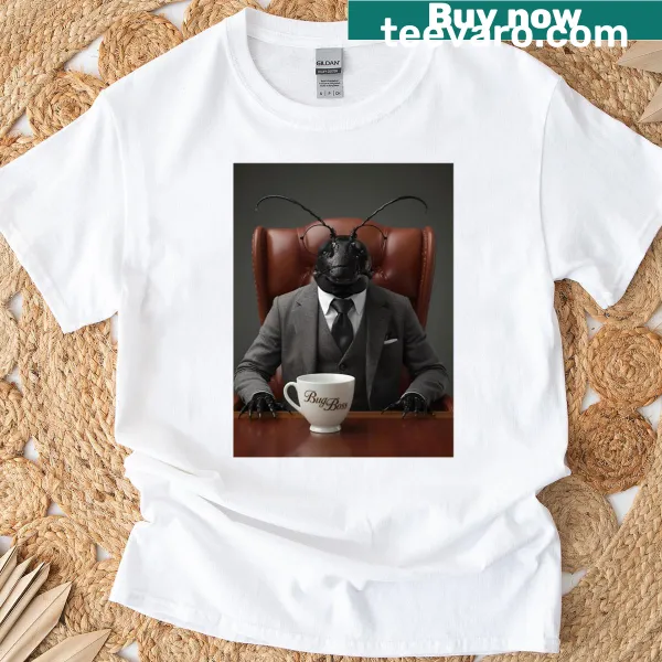 T-shirt with illustration of a beetle in a suit