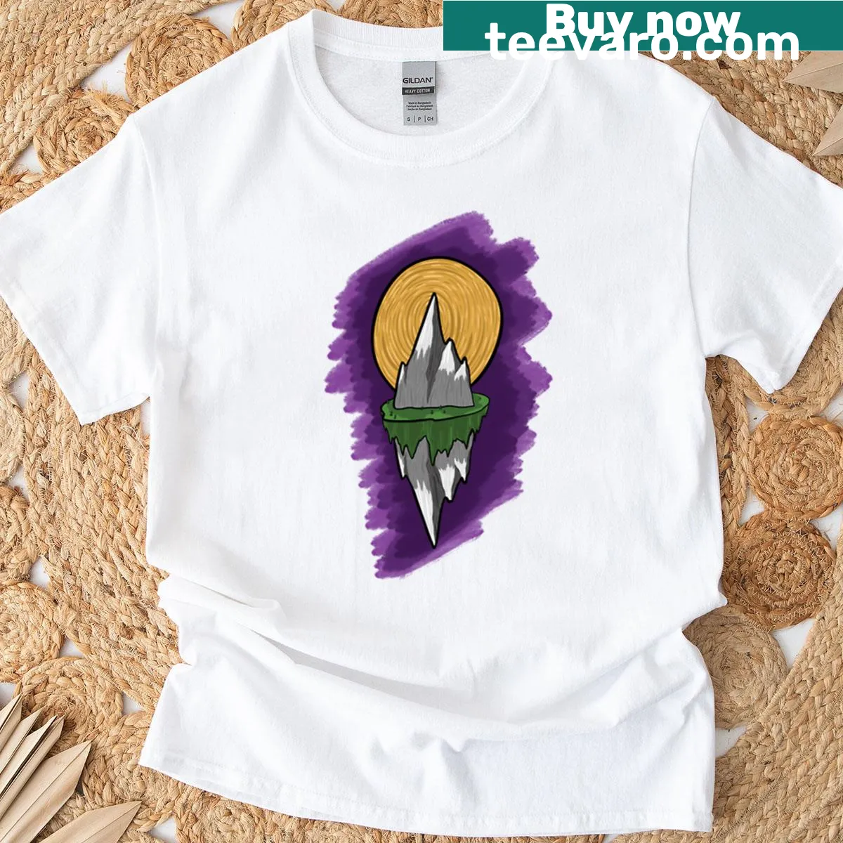 Illustrated T-shirt featuring Bob Ross with a painter's palette — on a men's t-shirt