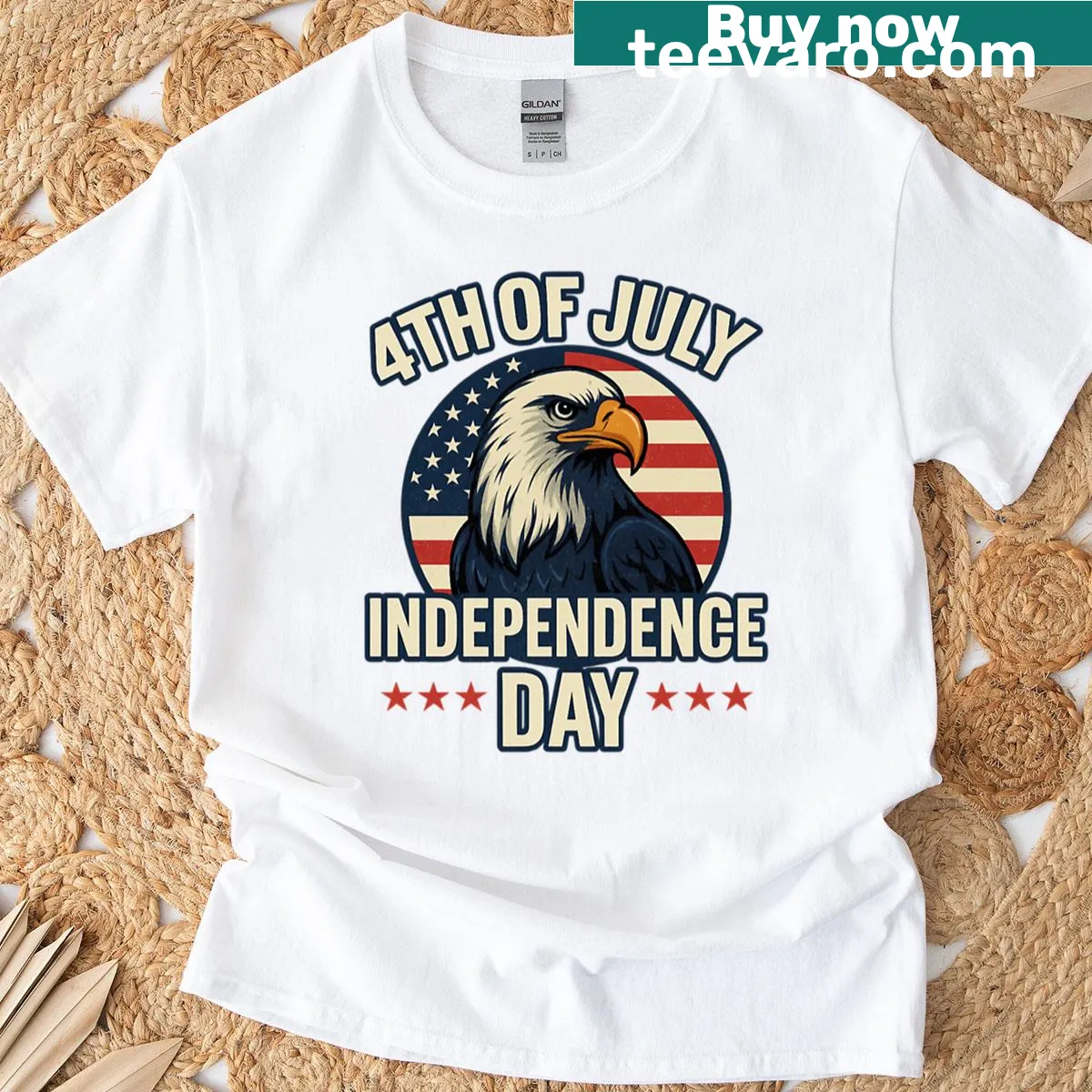 Bold eagle design for Fourth of July T-shirt — on a men's t-shirt