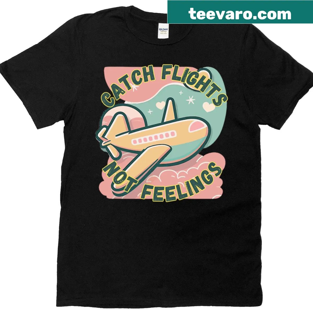 Travel-themed boxy T-shirt with bold text — on a men's t-shirt