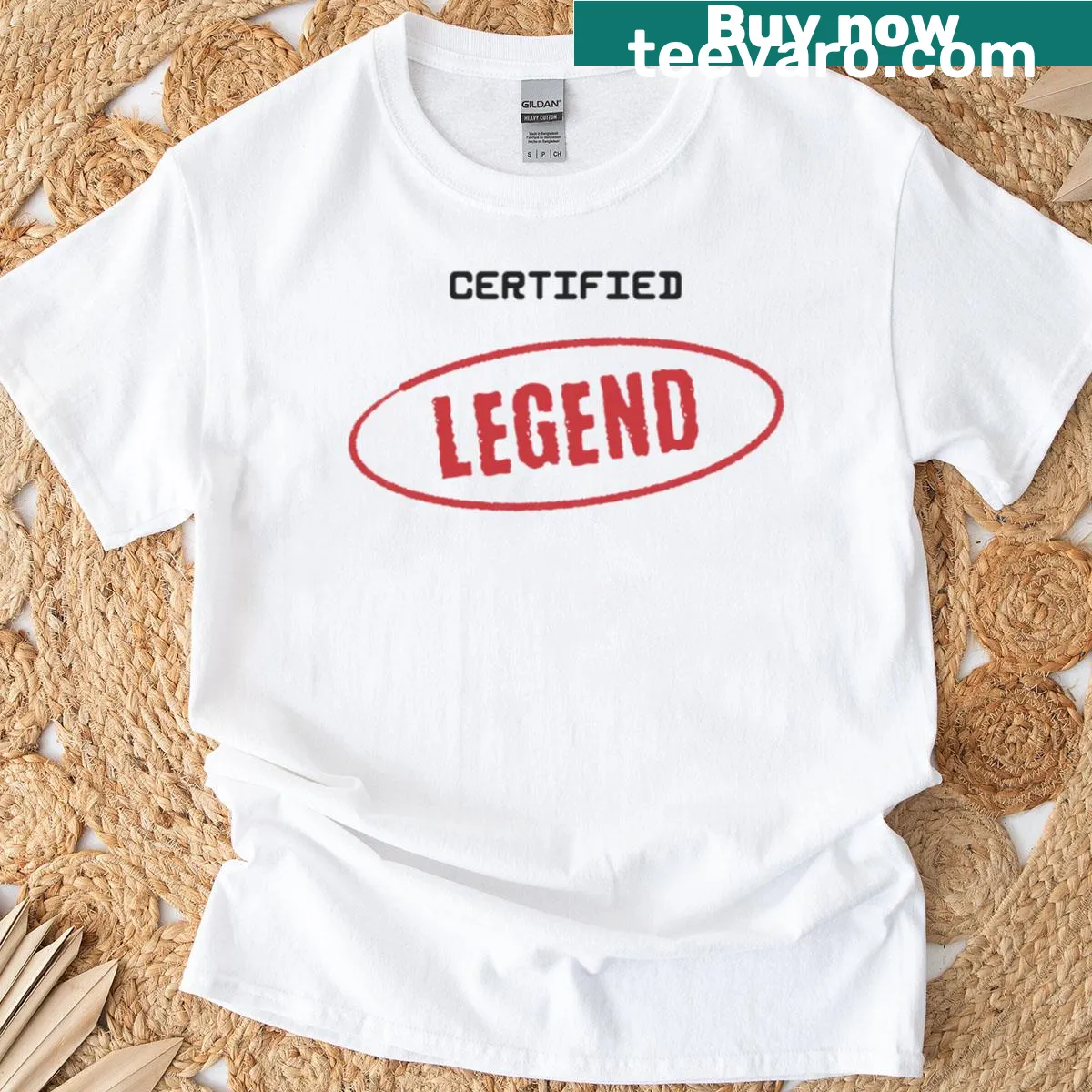 Bold text declaring 'Certified Legend' on a T-shirt — on a men's t-shirt