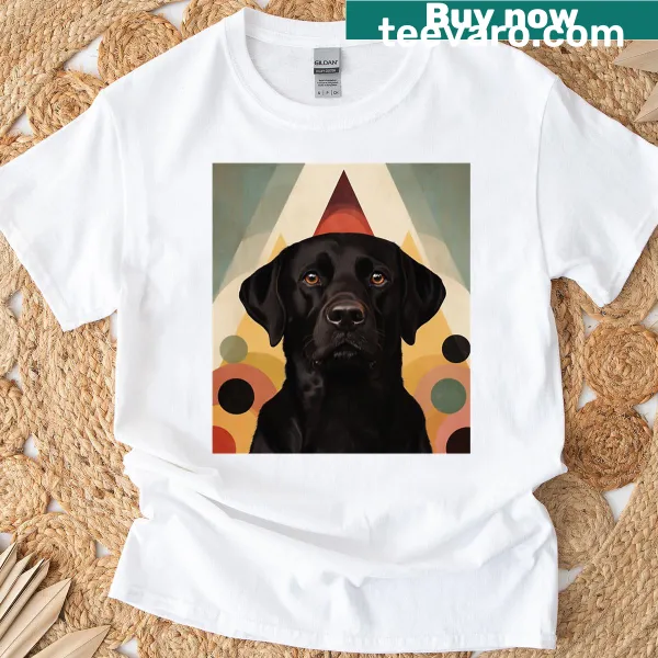 Charming illustration of a black retriever on a T-shirt