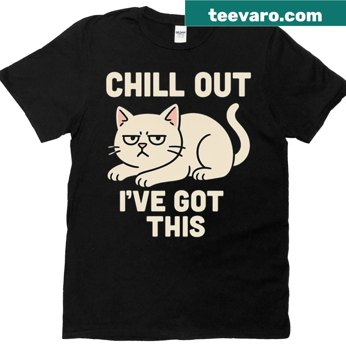 Grumpy cat illustration with a positive quote — on a men's t-shirt