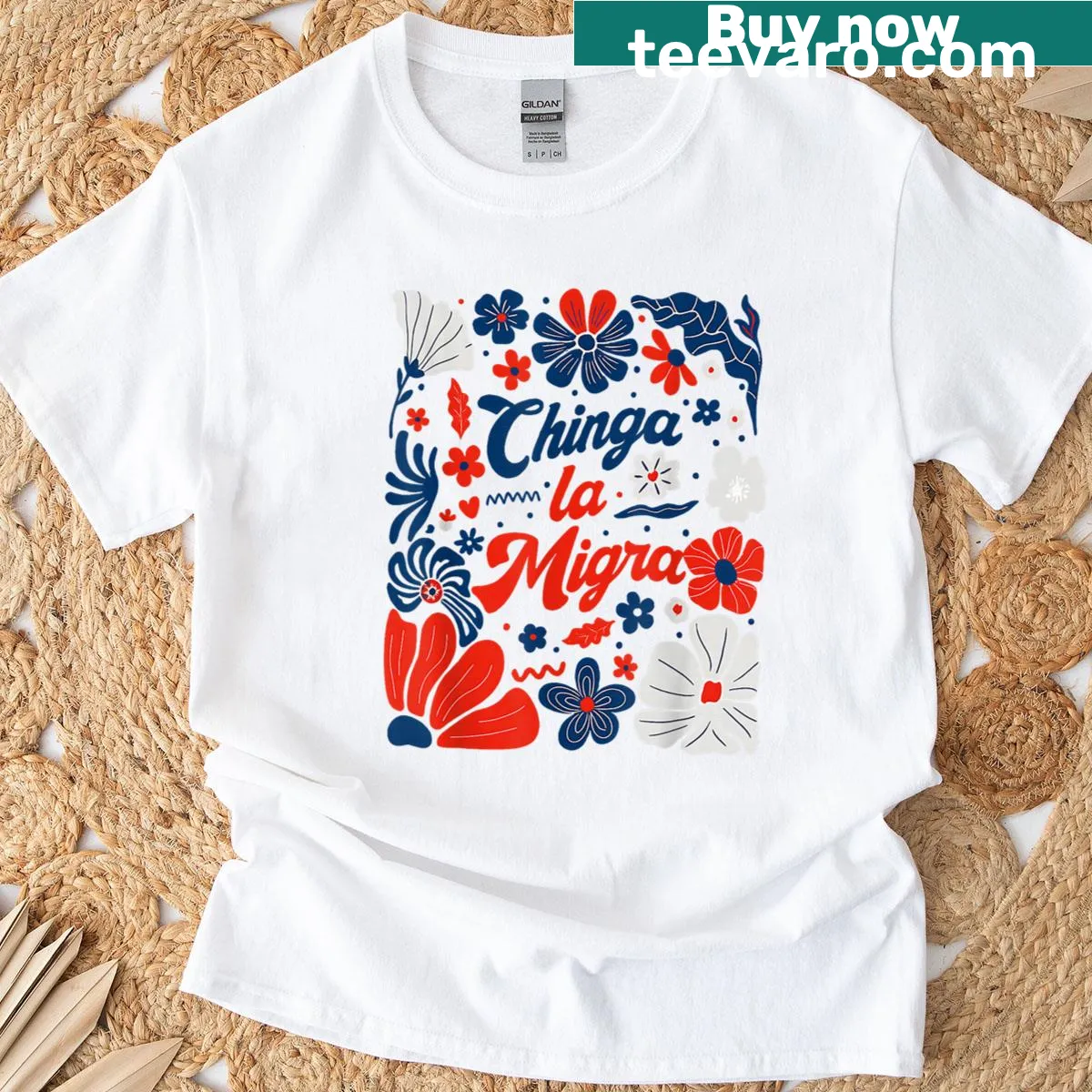 Boho flower design with a patriotic message for 4th of July — on a men's t-shirt