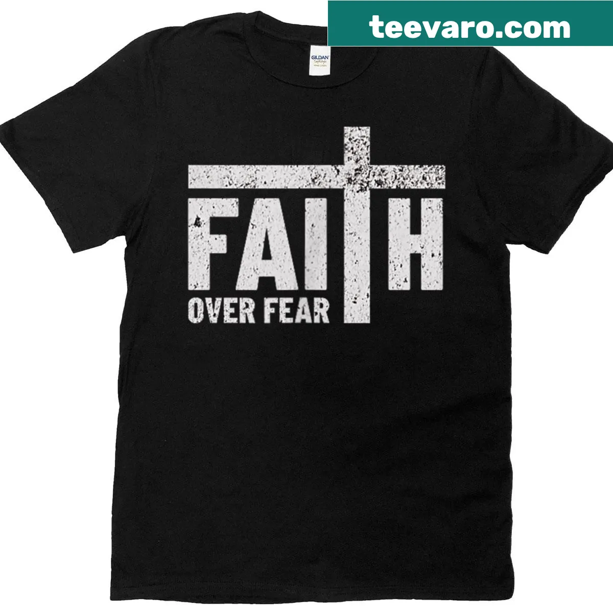 Inspirational Faith Over Fear Christian T-shirt — on a men's t-shirt