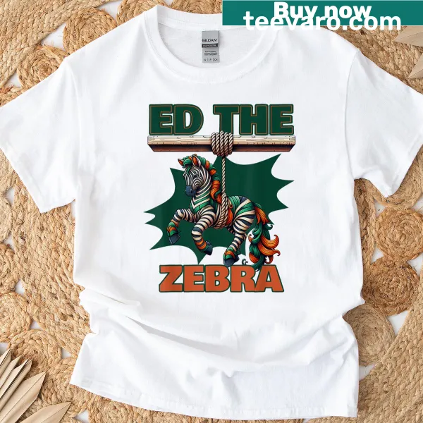 Vintage-style t-shirt with a cartoon zebra and text about Ed.