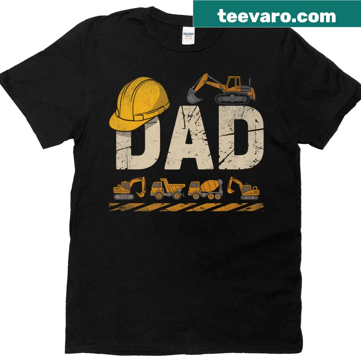 Vintage Construction Dad T-shirt with retro graphic — on a men's t-shirt