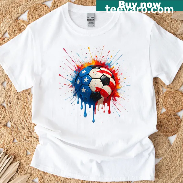 Dynamic soccer player illustration on a versatile t-shirt