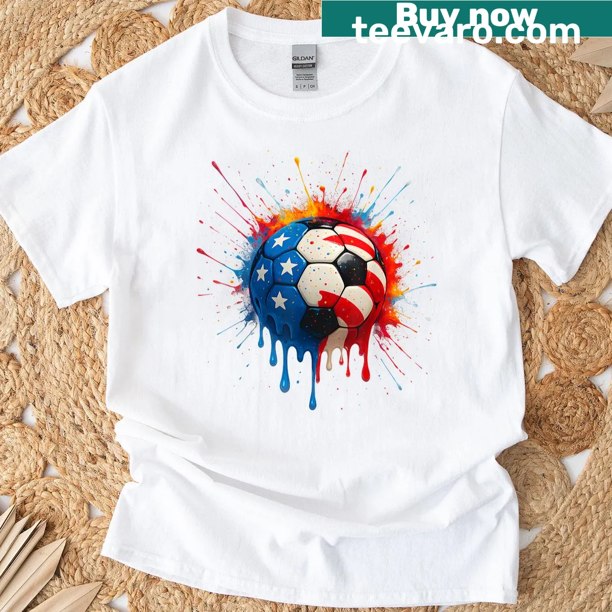 Dynamic soccer player illustration on a versatile t-shirt — on a men's t-shirt