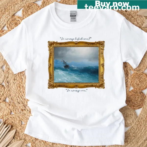 Text graphic on 'Gathering Storm In Every Lifetime In Every One' T-shirt.