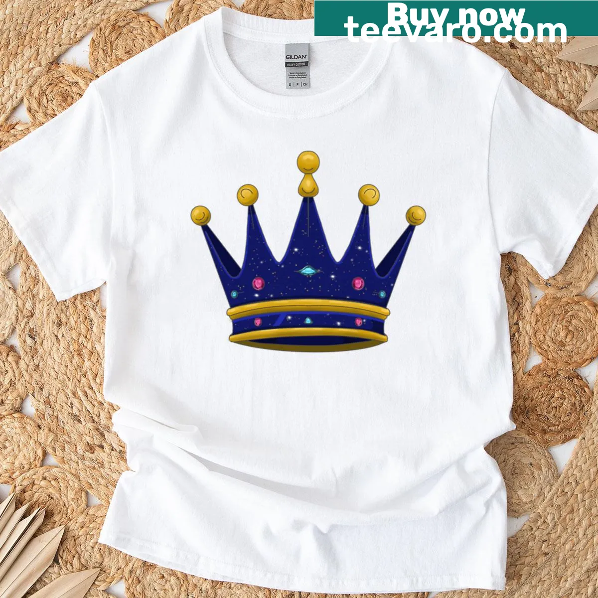 Minimalist t-shirt featuring 'Crown Of Midnight' text — on a men's t-shirt