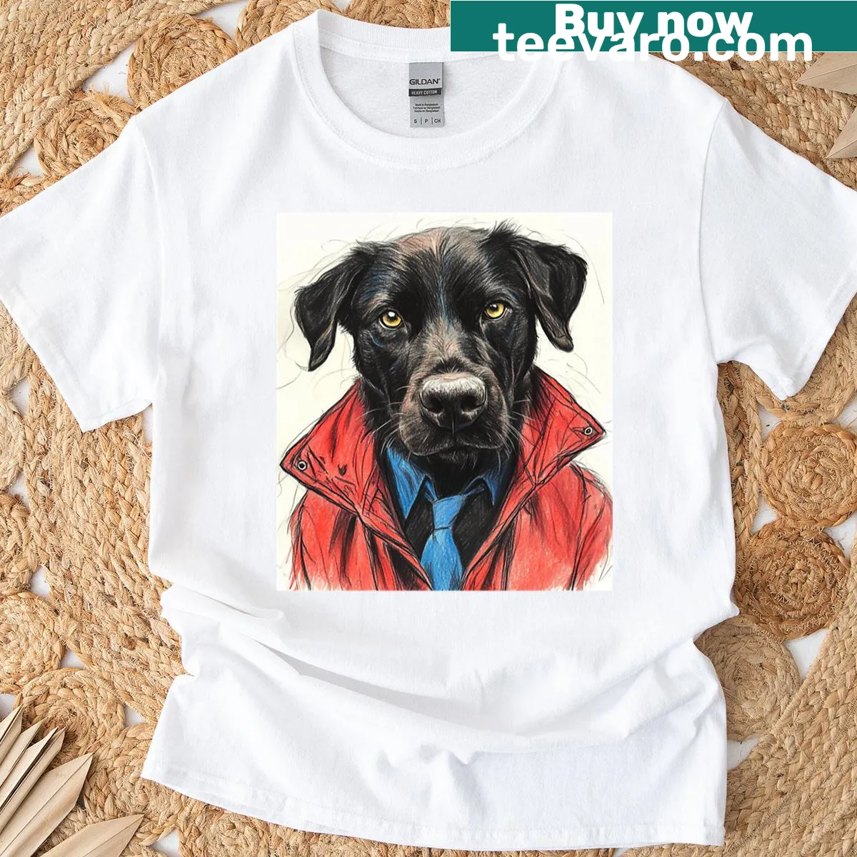 Illustration of a Black Labrador on a t-shirt for dog moms — on a men's t-shirt