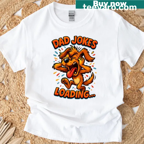 Dog-themed t-shirt with a loading bar and dad jokes text