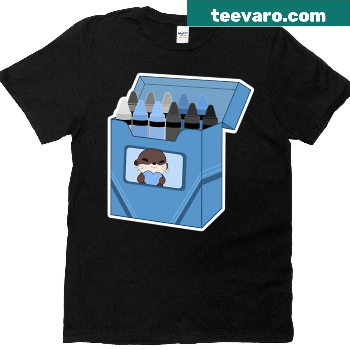 T-shirt featuring a crayon box design for demiboy identity — on a men's t-shirt