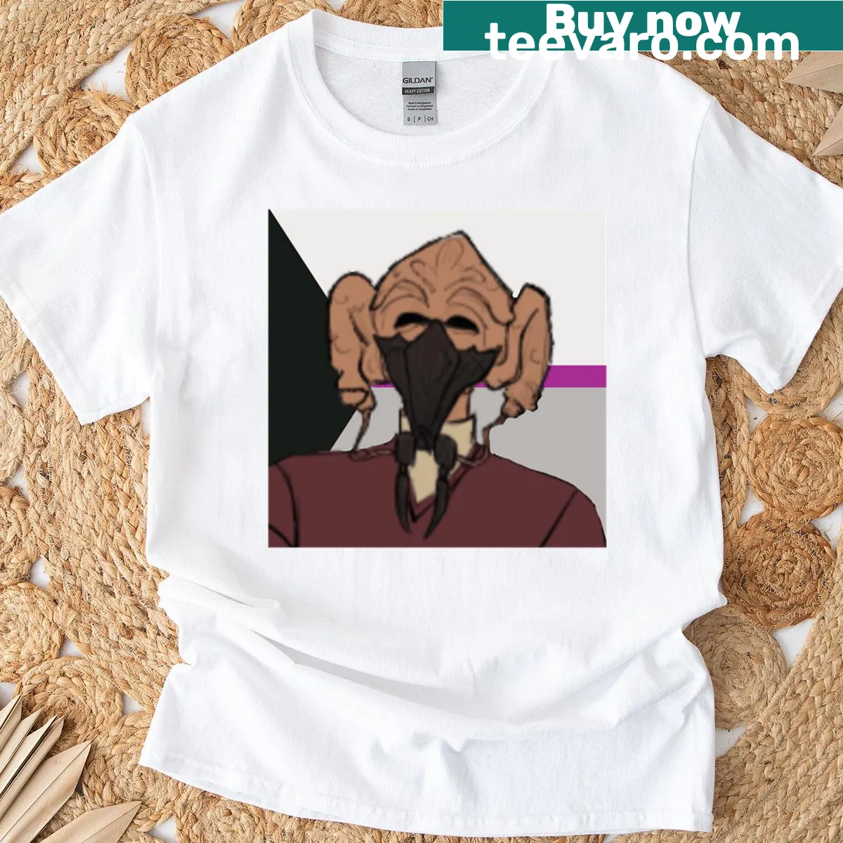 Oversized T-shirt featuring Plo Koon illustration — on a men's t-shirt