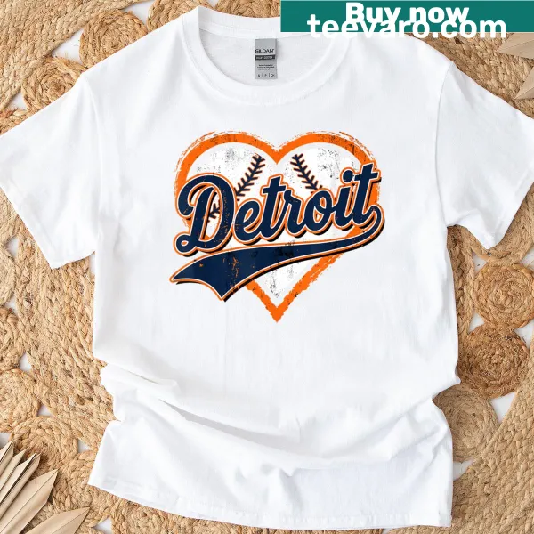 Vintage Detroit heart graphic t-shirt with nostalgic design
