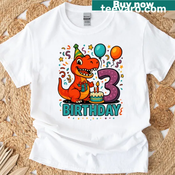 Cute dinosaur-themed T-shirt for toddler's birthday