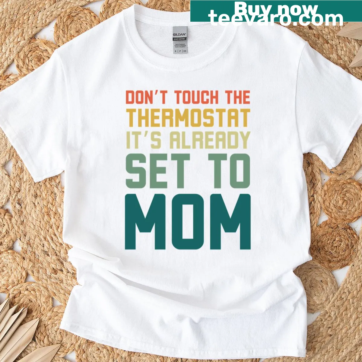 Retro T-shirt for moms with thermostat humor — on a men's t-shirt