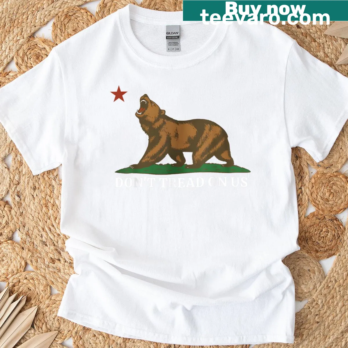 California bear graphic with the phrase 'Don't Tread On Us' on a T-shirt — on a men's t-shirt