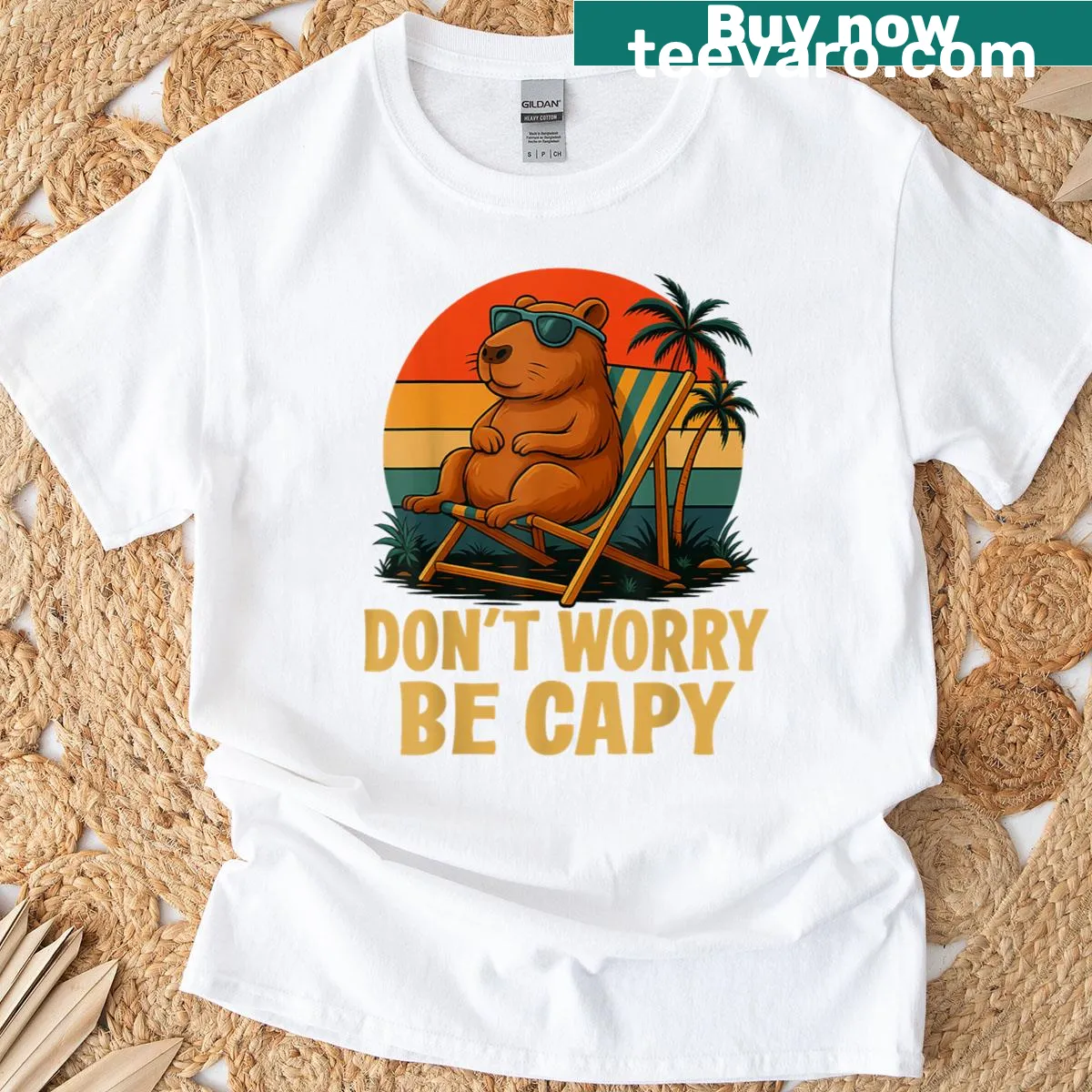 Funny capybara graphic with positive phrase T-shirt — on a men's t-shirt