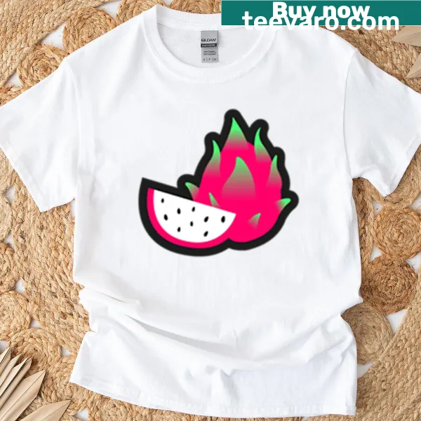 Illustration of dragon fruit on oversized T-shirt