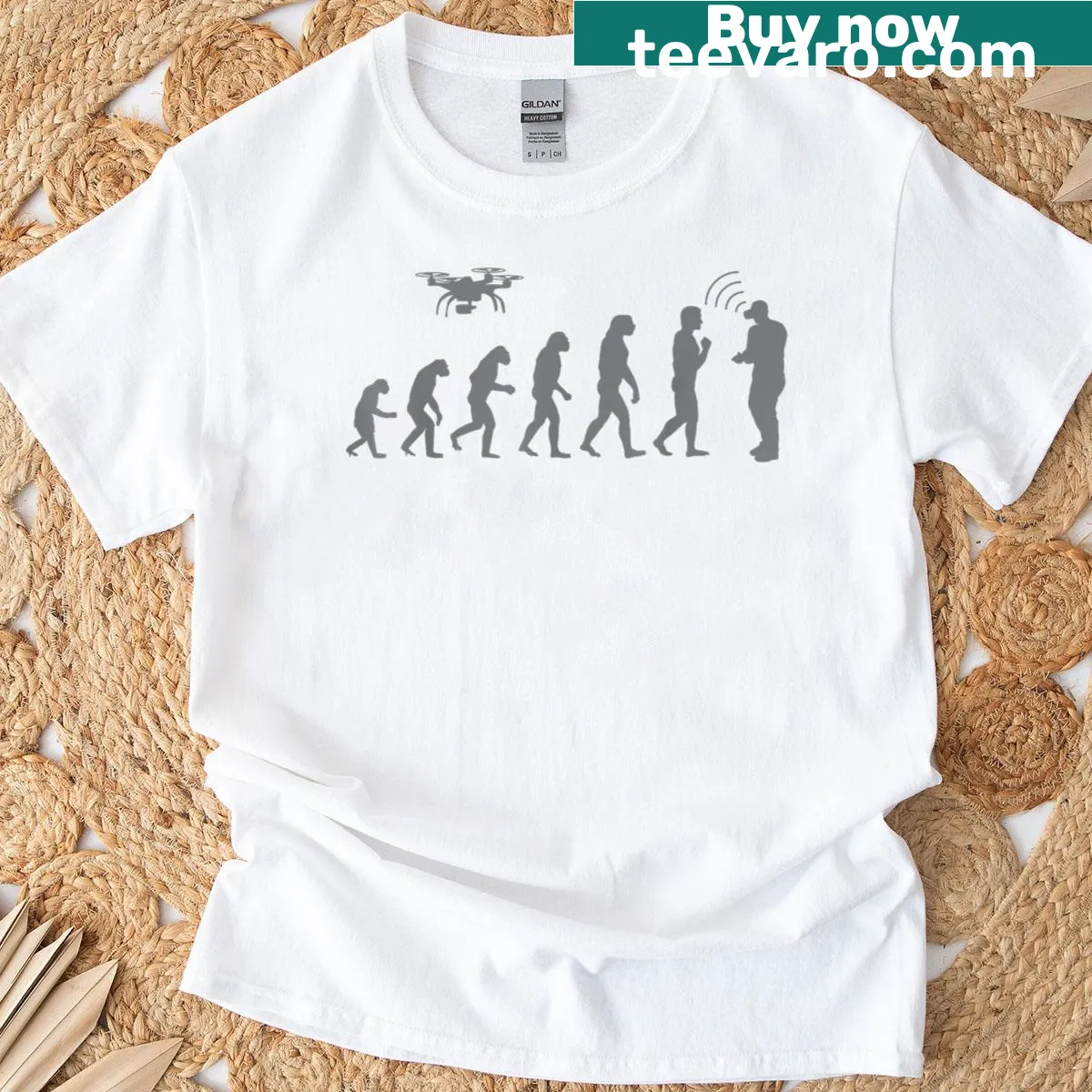Illustration of a drone on a T-shirt for drone enthusiasts. — on a men's t-shirt