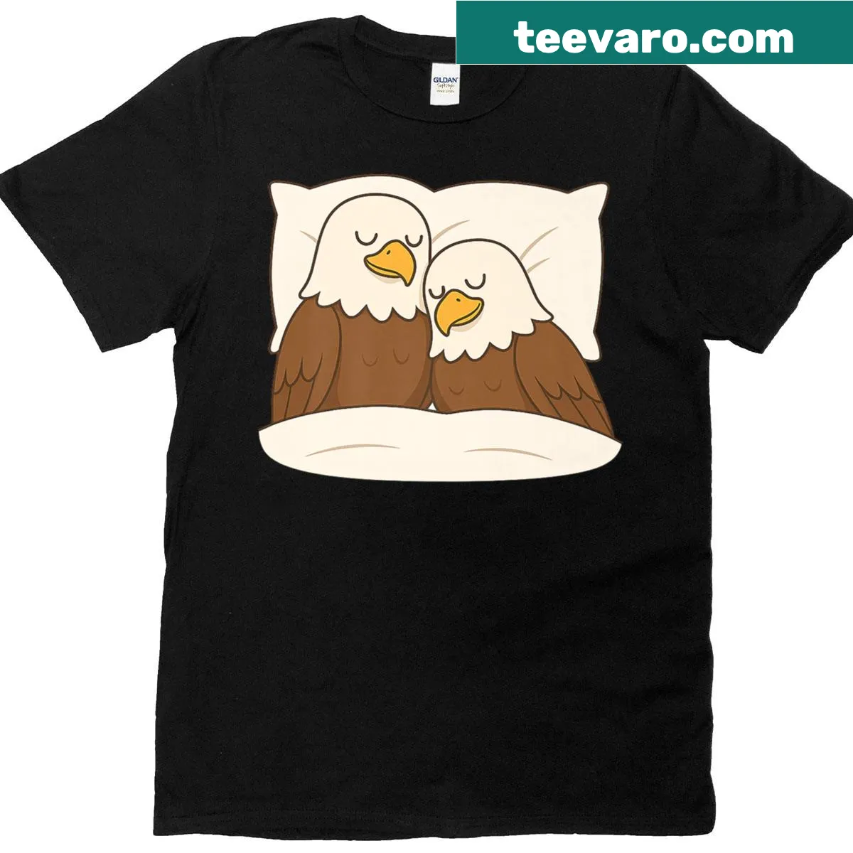 Cute illustration of snuggling eagles on a T-shirt. — on a men's t-shirt