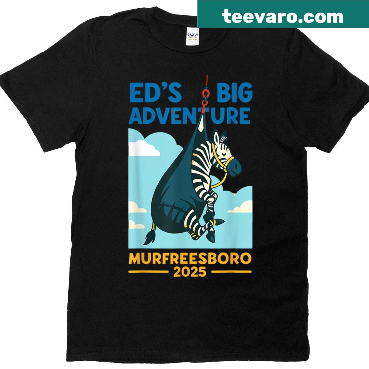 Illustration of Ed's Big Adventure on a travel-themed T-shirt — on a men's t-shirt
