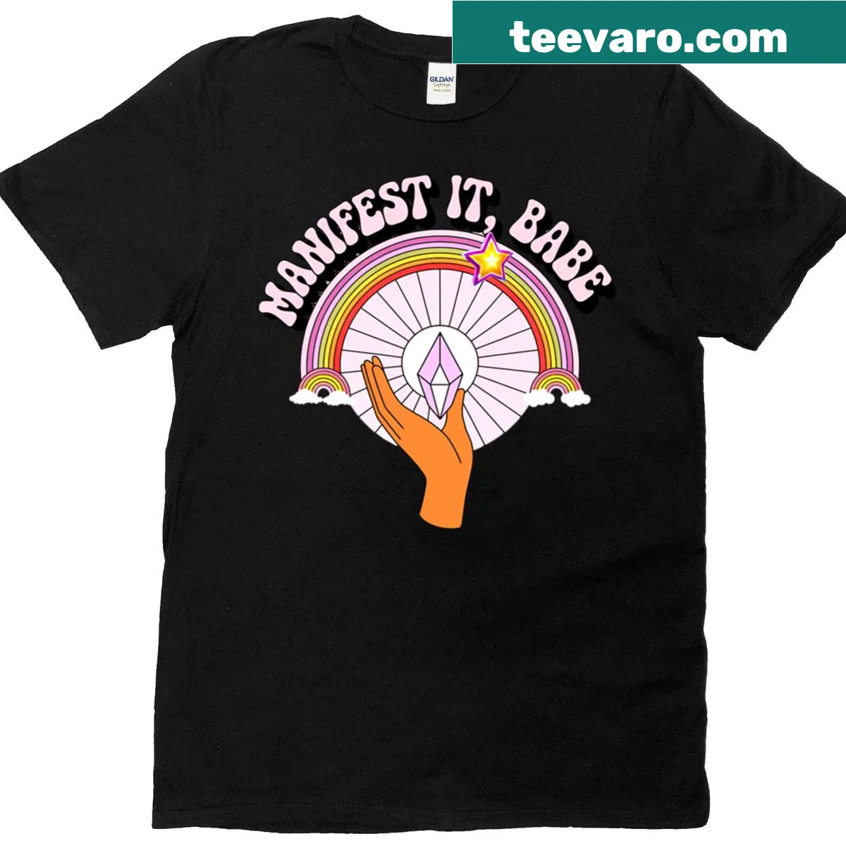 Empowerment Manifestation Vibes T-shirt with bold inspirational text — on a men's t-shirt