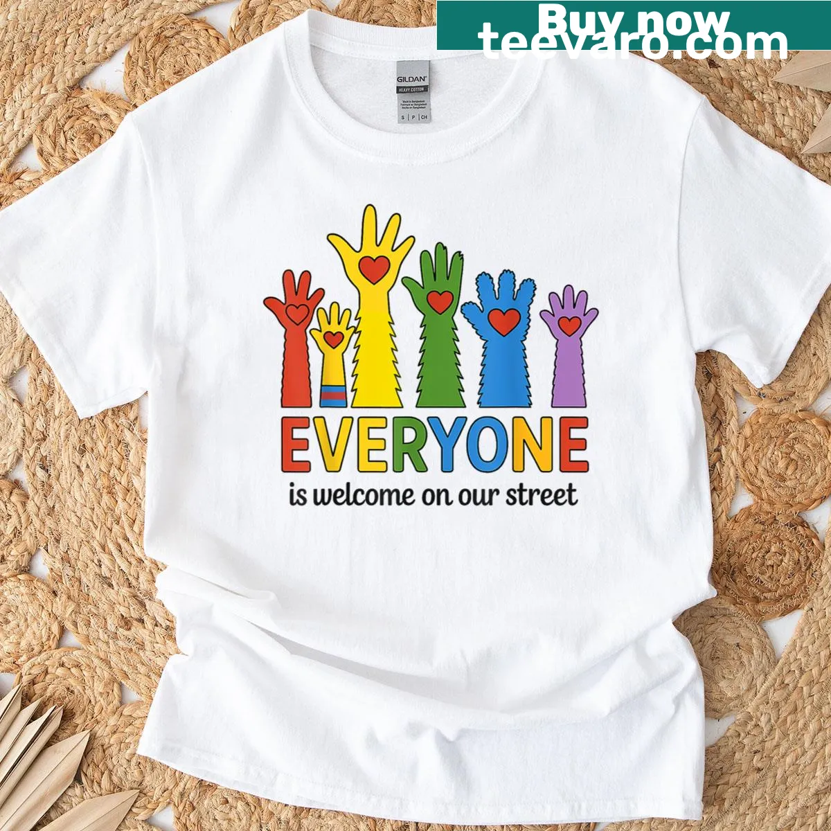 Inclusivity message shirt celebrating community and diversity — on a men's t-shirt
